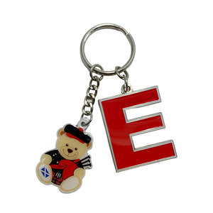 Porte-clés personnalisé en alliage de zinc avec breloque ours, alphabet anglais, style vintage, dessin animé - Product Image 1