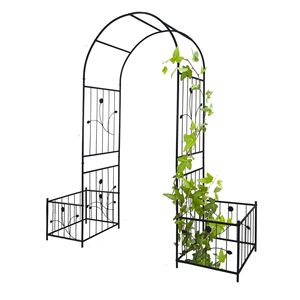 Arco da Giardino in Metallo Nero 79.5 L x 86.6 H con Due Supporti per Piante Rampicanti, Traliccio/Portico per Rose da Esterno - Product Image 3