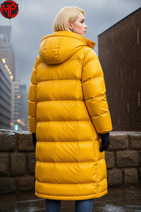 Manteau long matelassé jaune pour femme, imperméable, d'hiver - Product Image 6