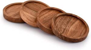 Sous-verres en bois d'acacia naturel pour boissons, verres, tasses, protection de table pour la salle à manger, le café, les bureaux - Product Image 2