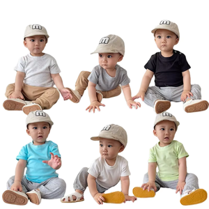 T-shirt personnalisé respirant en maille pour tout-petits et bébés garçons, coupe ample et carrée, 100 % coton biologique, classique, épais, à manches courtes - Product Image 1