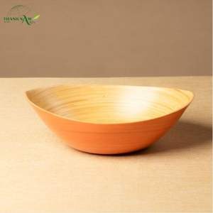 Bol en bambou jetable minimaliste et écologique, pressé naturellement, avec revêtement de couleur personnalisé pour le service alimentaire - Product Image 1