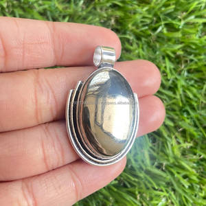 Colgante de Plata de Ley 925, forma ovalada, piedra preciosa de pirita, colgante hecho a mano, colgante de plata de diseñador, regalo para aniversario - Product Image 5