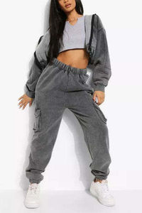 Survêtement personnalisé pour femmes, effet délavé à l'acide, OEM ODM, haute qualité, prix d'usine, confortable, durable, élégant, vêtements de sport décontractés - Product Image 6