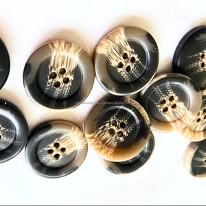Luxury Buffalo Horn <b>Buttons</b> with Natural White Shade Polished Agate from India <b>Black</b> Animal and Nautical Style - Product Image 2