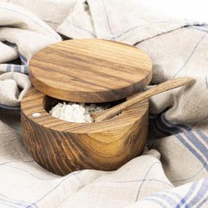Elegante Salero de Madera con Tapa Magnética Oculta, Porta Especias Hecho a Mano, Contenedor de Sal de Madera Natural - Product Image 3