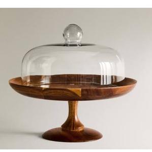 Support à gâteau en bois luxueux à plateau arrondi avec support doré, vaisselle décorative, support à gâteau en bois artisanal - Product Image 4