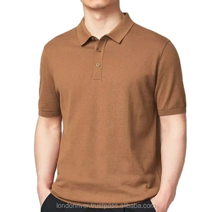 AL SAWAN INTERNATIONAL <b>Men's</b> Solid Color Short Sleeve Knitted Polo Shirt Casual Style <b>Brown</b> - Product Image 4