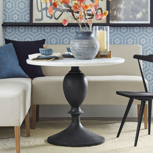 Mesa de Comedor Moderna con Tapa de Mármol y Base de Metal Negro para Hogar y Restaurante, Ahorra Espacio, 4 Plazas - Product Image 2