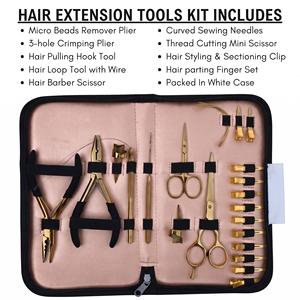 Kit d'outils pour salon de pose d'extensions capillaires, usage commercial, en acier inoxydable de qualité chirurgicale, pince à micro-perles pour le retrait et la coupe des fils - Product Image 2