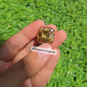 Moissanita de 15 mm, corte Asscher, color amarillo intenso, hecha a mano, piedra preciosa suelta - Product Image 6