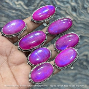 Wholesale Trending 925 <b>Silver</b> Plated Oval Moonstone <b>Rings</b> Bulk Natural Gemstone Bezel <b>Set</b> Bohemian Fashion Jewelry Engagement - Product Image 4