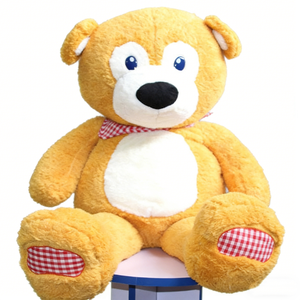 Customize <b>Large</b> <b>Plush</b> Sitting Teddy Bear Doll With Red Checkered Bow And Paw Patch 51cm-99cm Unisex Soft Stuffed Animal For Kids - Product Image 4