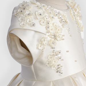 Robe Couture Fleur de Perle pour Filles, ODM, Broderie Florale Faite Main, Automne, 100% Coton Taffetas, Écologique, Longueur Mi-Mollet - FC015 - Product Image 5