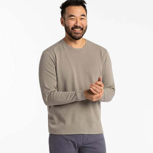 T-shirt en coton gaufré délavé vintage, col rond, style minimaliste, pour hommes, vente en gros - Product Image 1
