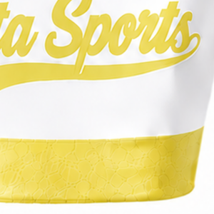Maillot de cheerleading sans manches sublimé blanc et jaune, tenue de sport athlétique pour l'entraînement, la performance et la compétition - Product Image 6