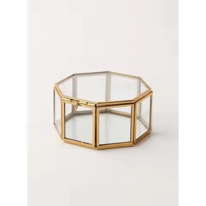 Caja de Joyería de Latón y Vidrio de Gran Tamaño con 8 Compartimentos y Paneles con Detalles en Dorado, para Regalo, Contenedor de Almacenamiento - Product Image 2