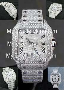 Reloj de Lujo con Moissanita, Esfera Cuadrada Clásica, Estilo Hip Hop, Cadena Cubana, Correa de Acero Inoxidable Brillante, Superventas, Moderno - Product Image 2