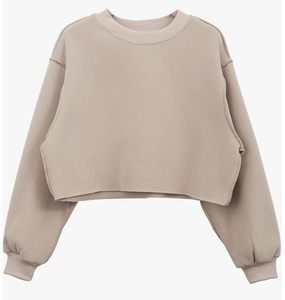 Women's Cropped Sweatshirt Short Sleeve Fleece Pullover Crop <b>Top</b> Casual Oversized Hoodie Windproof Anti-UV Simple OEM ODM - Product Image 1