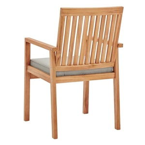 Silla de Jardín de Teca Sólida con Respaldo de Listones, Reposabrazos Rectos y Asiento Acolchado, Muebles de Comedor para Patio Exterior - Product Image 4