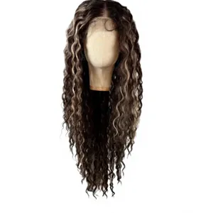 Perruques en cheveux humains bouclés bruns méchés de haute qualité en gros, perruques frontales en dentelle HD invisibles - Product Image 4