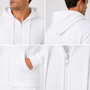 Sweat à capuche zippé pour homme, confectionné en tissu doux et respirant, offrant confort, chaleur et une coupe moderne pour un usage quotidien décontracté et streetwear. - Product Image 6