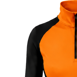 Camiseta Deportiva de Manga Larga para Mujer, con Cierre de Cremallera, Color Naranja, Ajustada, para Entrenamiento, Cuello Alto, con Orificios para Pulgares, Ropa Deportiva de Alto Rendimiento - Product Image 5