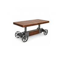 Mesa de Comedor Estilo Rústico Industrial Vintage con Acabado Antiguo, Base Plegable de Hierro Fundido Resistente y Tablero de Madera de Mango para Hotel o Casa de Campo