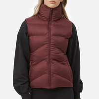 Nouvel article : Gilet matelassé pour femme à col montant, fermeture éclair, couleur unie, vêtement d'extérieur décontracté, longueur courte, coupe-vent en polyester, OEM
