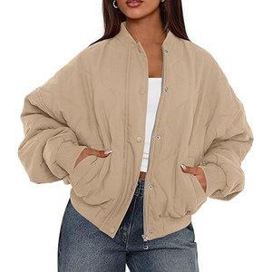 <b>Womens</b> Custom Woven Bomber <b>Jackets</b> Winter Outerwear Puffer Coat with Pockets Warm Fashionable <b>Flight</b> Wear for Cold Weather - Product Image 6