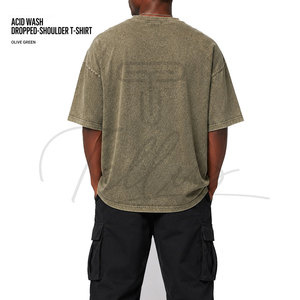 Camisetas de Manga Corta con Lavado Ácido de Último Diseño para Hombre, Camisetas Holgadas de Hombros Caídos, Camisetas Vintage de Diseñador para Hombre, Servicio OEM - Product Image 3