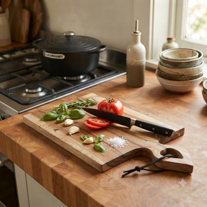 Planche à découper en bois d'acacia avec poignée, planche à découper en bois, plateau de service pour fromage, pour cuisine, restaurant, fournisseur en gros - Product Image 3