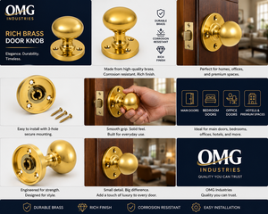 ลูกบิดประตูทองเหลืองทรงกลม ผิวทองเหลืองขัดเงา สำหรับล็อคประตูบ้าน - Product Image 6