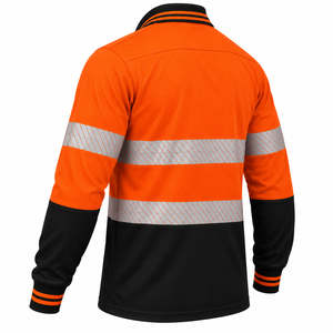 Camisa de Trabajo de Alta Visibilidad Reflectante para Hombre, Manga Larga, Poliéster, Uniforme de Seguridad, Diseño a Rayas Naranja y Negro - Product Image 6