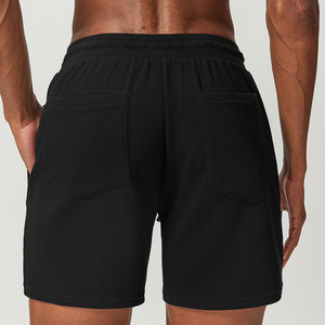 Shorts Bermuda en Coton Noir pour Homme, Taille Élastique avec Cordon de Serrage, Coupe Mi-Haute, Décontracté, Respirant, en Tricot avec Poches - Product Image 2