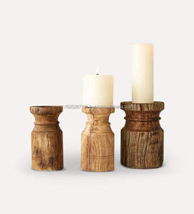 Porte-bougie en bois artisanal unique pour les spas, les studios de yoga ou les coins paisibles, créant un environnement serein - Product Image 1