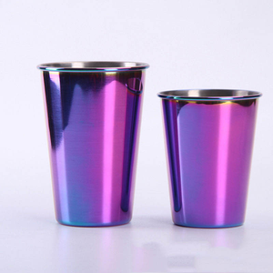 Vasos de Agua de Acero Inoxidable de Pared Simple con Recubrimiento Electrolítico de Color Arcoíris, Vasos Reutilizables de Metal con Logotipo Personalizado - Product Image 1