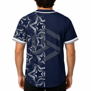 เสื้อเบสบอลผู้ชายไซส์ใหญ่แบบระบายอากาศได้ดี พิมพ์ลายตามสั่ง ติดกระดุม แขนสั้น ซับเหงื่อ แห้งไว ชุดทีมลายเรขาคณิต - Product Image 2