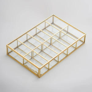 Modern Metal Frame Transparent Glass Storage <b>Box</b> Luxury Jewelry Organizer Clear <b>Trinket</b> Holder Decorative Keepsake Container <b>Box</b> - Product Image 2