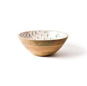 Tazón de Madera Hecho a Mano, Moderno, Ecológico y Duradero, con Diseño Floral de Hojas Verdes y Granadas Rojas, para Bodas y Eventos - Product Image 6