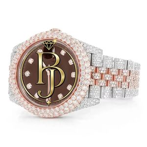 Montre-bracelet analogique de luxe à quartz, bracelet en acier inoxydable marron, verre cristal, résistance à l'eau 10 bars, écologique et légère - Product Image 1
