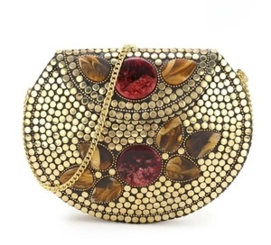 Gold Plated Brass Clutch <b>Bag</b> With <b>Studs</b> Irregular Shape Fashion Metal Craft Art Collectible - Product Image 6