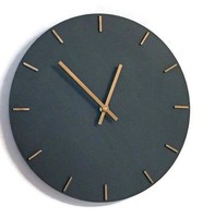 Jam Dinding Gantung Minimalis Modern Analog Quartz Senyap dengan Tampilan Logam Hitam untuk Ruang Tamu