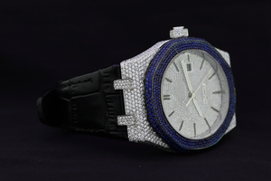 Reloj de Hombre Personalizado con Diamantes de Moissanita Redondos, Correa de Acero Inoxidable, Esfera Elegante para Fiestas, Reloj Completamente Adornado con Diamantes - Product Image 5