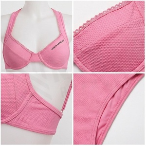 Ensemble tankini rose 2 pièces avec soutien-gorge push-up et jupe asymétrique pour femme - Product Image 4