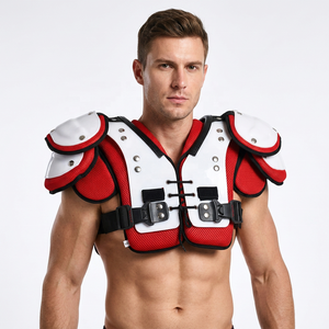 Red White Breathable Football Shoulder Pads Adjustable Buckle Strap Vest Adult Unisex <b>Mesh</b> Football Chest Protector - Product Image 4