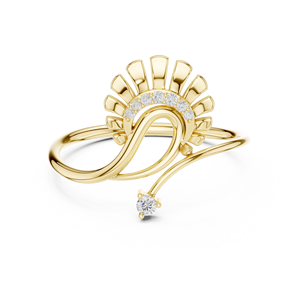 Anillos de oro macizo de 14k para mujer con diseño minimalista de cola de pavo real y diamantes de corte redondo, ideales para regalo, compromiso, aniversario, boda. - Product Image 1