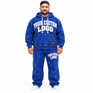Ensemble de survêtement personnalisé unisexe : haut à capuche et pantalon ample avec broderie appliquée – Tenue streetwear deux pièces assortie - Product Image 3