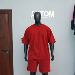 Nouveauté : Ensemble 2 pièces T-shirt homme 100 % coton uni à manches courtes, logo imprimé personnalisé, coupe oversize, style Hip Hop, couleur personnalisable - Product Image 2