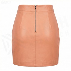 Minifalda de Cintura Alta para Mujer, de Piel Sintética, con Abertura Lateral, Color Sólido, Diseño Minimalista, para Todas las Temporadas - Product Image 2